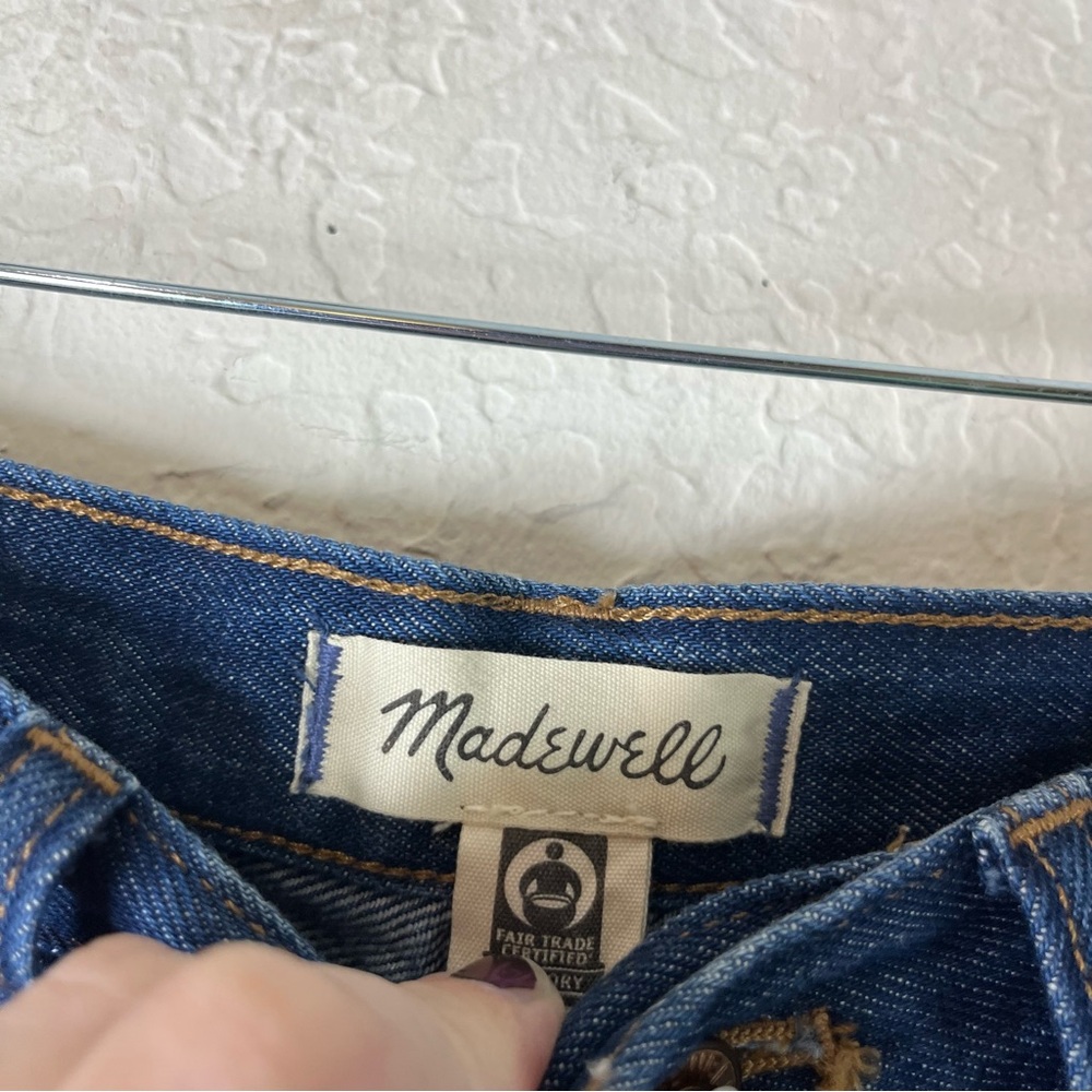 Madewell High Waisted Baggy Straight Jeans in Dark Worn Indigo Wash - Picture 13 of 15
